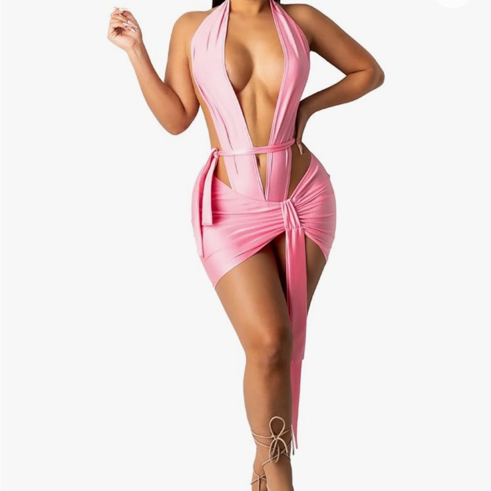 Womens 2 Piece Club Outfits Skirt